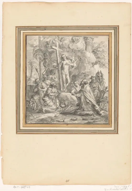 Christus in het voorgeborchte met Adam en Eva, de Verloren Zoon, Petrus, Koning David, Maria Magdalena en Paulus Wall Art by anonymous - High-Resolution Digital Print