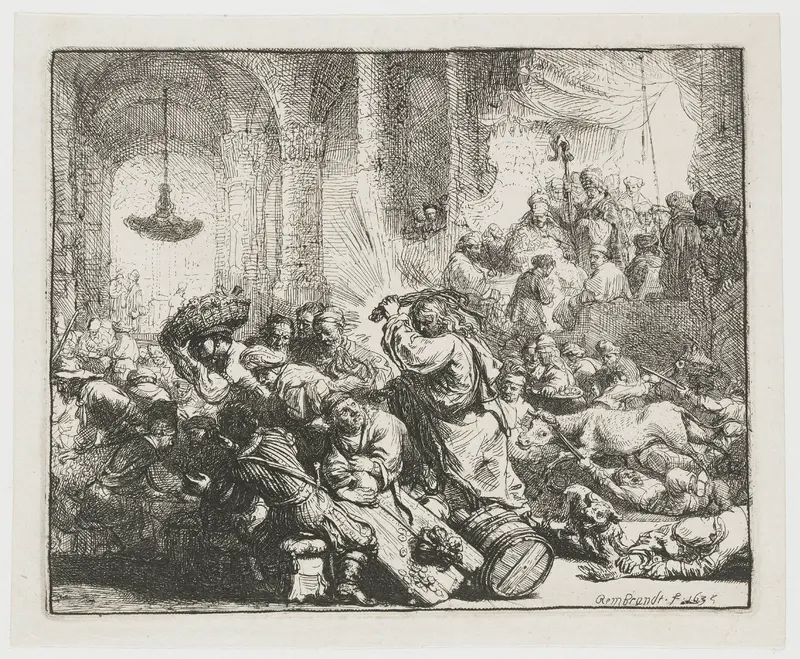 Christus jaagt de geldwisselaars uit de tempel Wall Art by Unknown - High-Resolution Digital Print