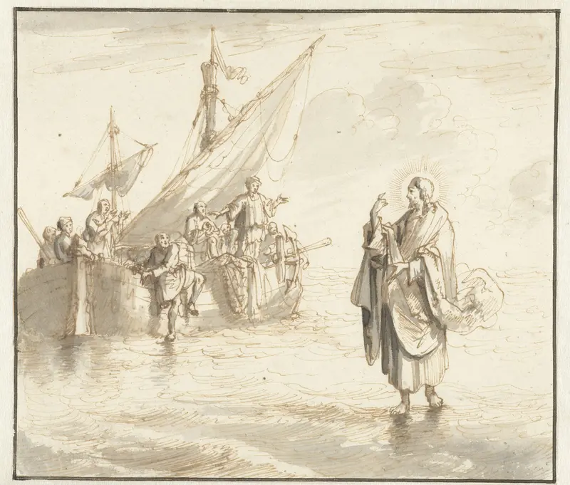 Christus loopt op het water Wall Art by Jan Luyken - High-Resolution Digital Print