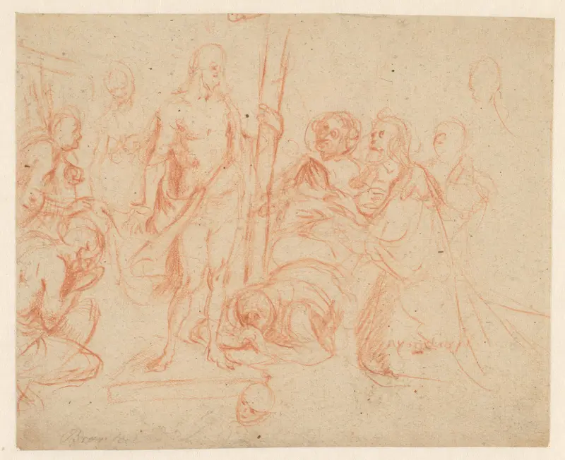 Christus met het kruis, omringd door knielende figuren Wall Art by Jan Gerritsz. van Bronckhorst - High-Resolution Digital Print