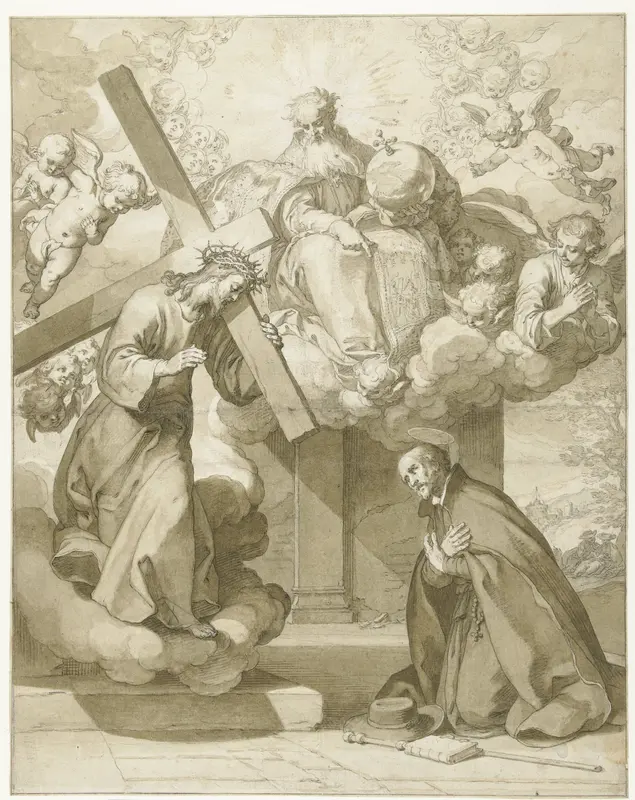 Christus met kruis verschijnt aan Ignatius van Loyola Wall Art by Abraham Bloemaert - High-Resolution Digital Print