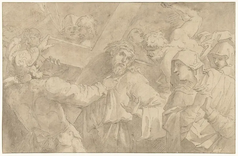 Christus op de kruisweg, sprekend met de vrouwen Wall Art by Giacomo Cavedone - High-Resolution Digital Print