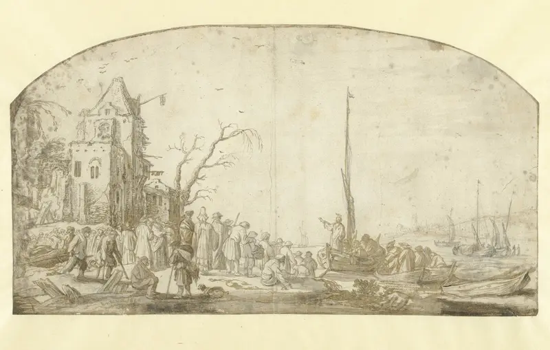 Christus predikend vanuit een boot Wall Art by Esaias van de Velde - High-Resolution Digital Print