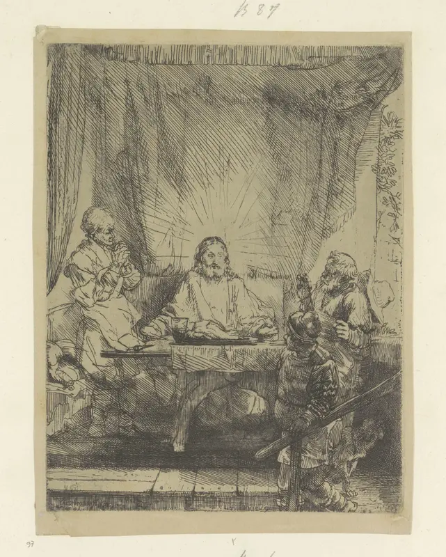 Christus te Emmaüs: grote plaat Wall Art by Henry Louis Basan - High-Resolution Digital Print