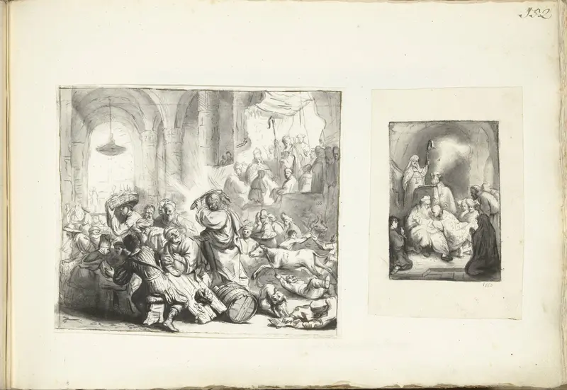 Christus verdrijft de geldwisselaars uit de tempel en De besnijdenis Wall Art by Moses ter Borch - High-Resolution Digital Print