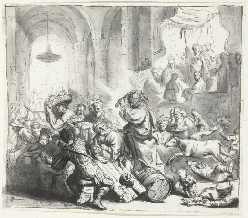 Christus verdrijft de geldwisselaars uit de tempel Wall Art by Moses ter Borch - High-Resolution Digital Print