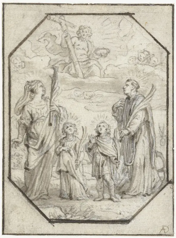 Christus verschijnt aan vier heiligen Wall Art by Abraham van Diepenbeeck - High-Resolution Digital Print
