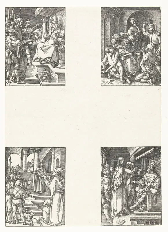 Christus voor Kajafas, Bespotting, Christus voor Pilatus, Christus voor Herodes Wall Art by Unknown - High-Resolution Digital Print