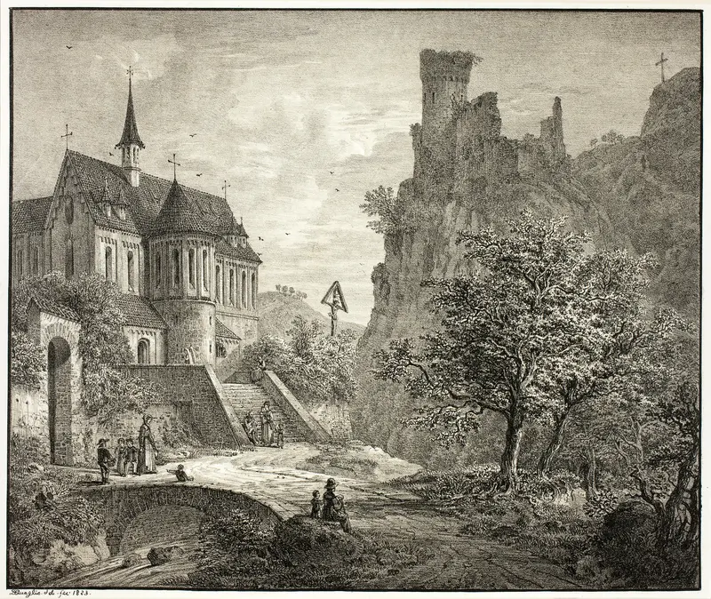Church at Kobern on the Mosel Wall Art by Domenico Quaglio - High-Resolution Digital Print