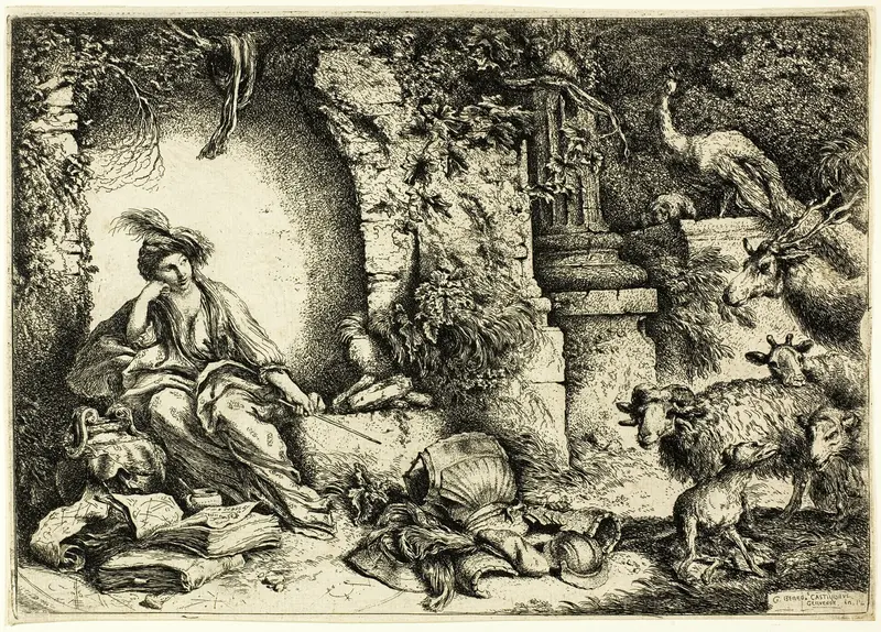 Circe with Companions of Ulysses Changed into Animals Wall Art by Giovanni Benedetto Castiglione - High-Resolution Digital Print