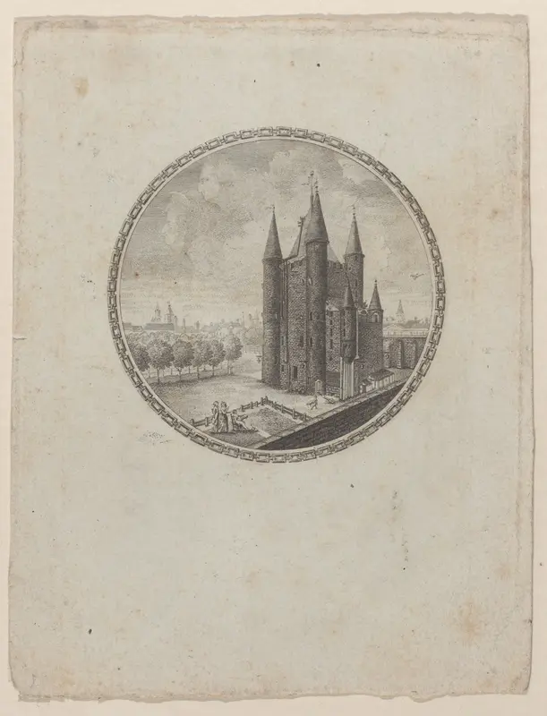 Circular view of the Conciergerie with hidden silhouettes of the Royal family in the clouds Wall Art by Anonymous - High-Resolution Digital Print