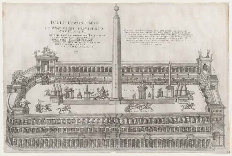 Circus Flaminius, from "Speculum Romanae Magnificentiae" Wall Art by Nicolas Beatrizet - High-Resolution Digital Print