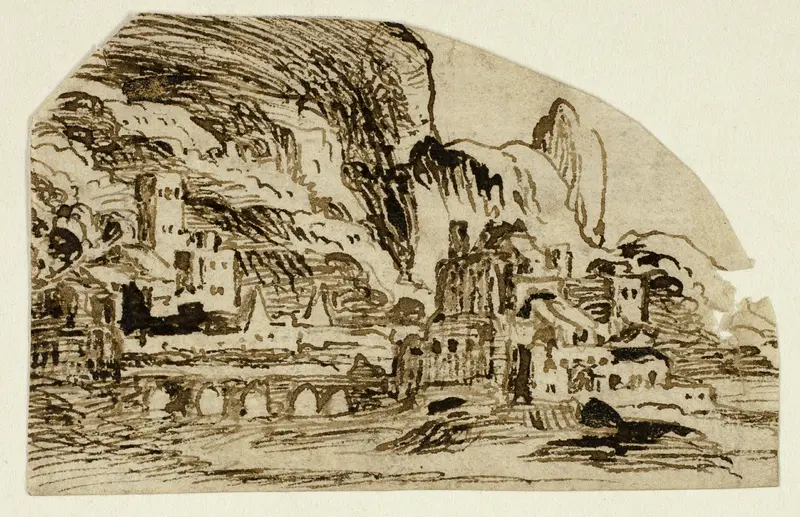 Citadel and Bridge in the Mountains Wall Art by Unknown artist - High-Resolution Digital Print
