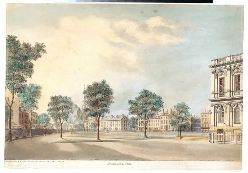City Hall Park, New York Wall Art by Alexander Jackson Davis - High-Resolution Digital Print