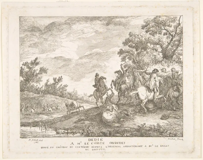 Clash of the Cavalry Wall Art by Hubert Robert - High-Resolution Digital Print