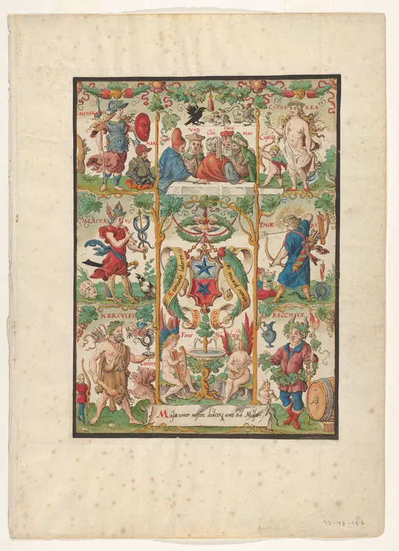 Classical Allegory with the arms of the Ochsenfelder Wall Art by Virgil Solis - High-Resolution Digital Print