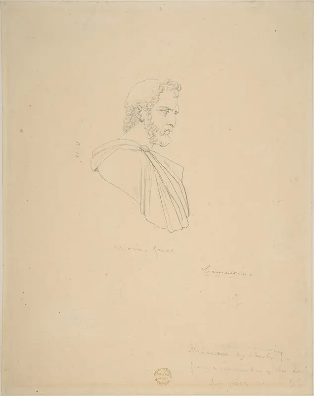 Classical Bust of a Bearded Male Seen in Profile Wall Art by Vincenzo Camuccini - High-Resolution Digital Print