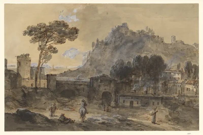 Classical Landscape: A Town and a Mountain by the Coast Wall Art by Francesco Zuccarelli - High-Resolution Digital Print