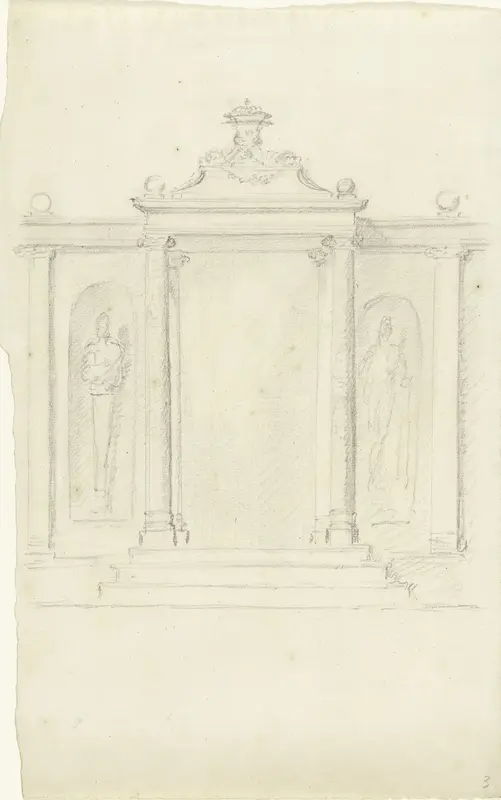 Classicistische poort met zuilen en standbeelden Wall Art by Dionys van Nijmegen - High-Resolution Digital Print