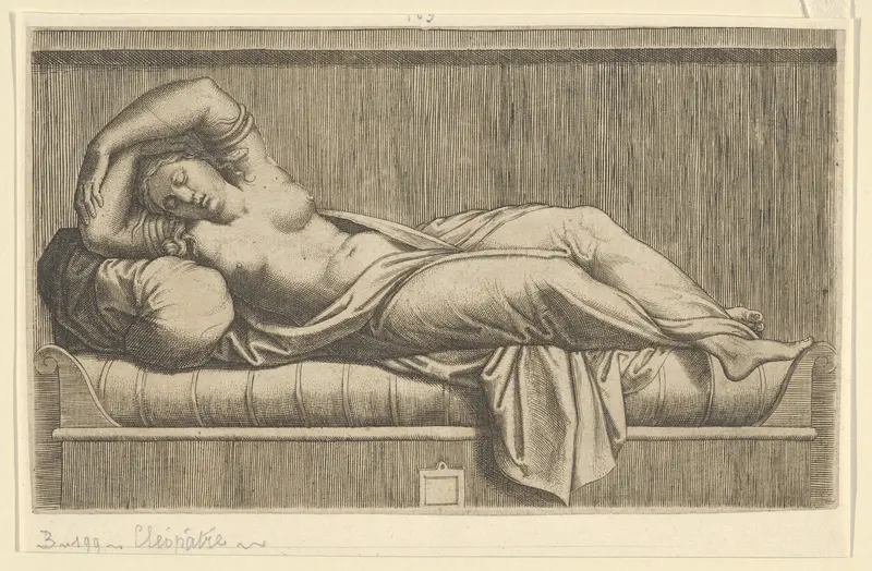 Cleopatra, partly naked laying on a bed Wall Art by Anonymous - High-Resolution Digital Print
