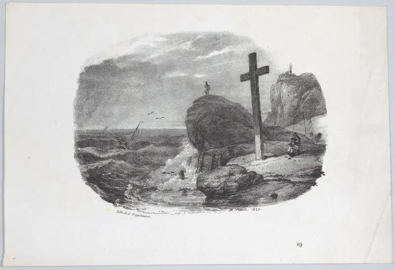 Cliff of Fécamp Wall Art by Horace Vernet - High-Resolution Digital Print