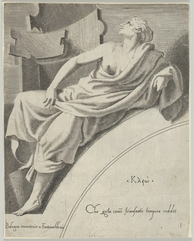 Clio, from "The Muses and the Three Goddesses" Wall Art by Anonymous, French-Italian, 17th century - High-Resolution Digital Print