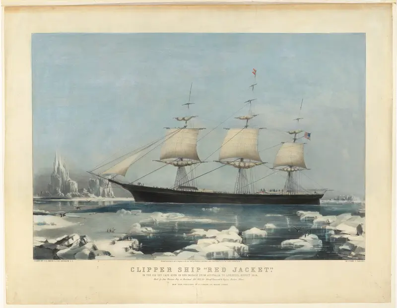 Clipper Ship "Red Jacket" – In the Ice off Cape Horn, on Her Passage from Australia, to Liverpool, August 1854 Wall Art by Charles Parsons - High-Resolution Digital Print