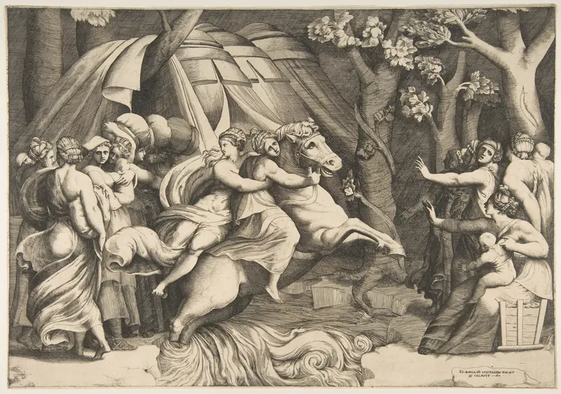 Cloelia on horseback crossing the Tiber