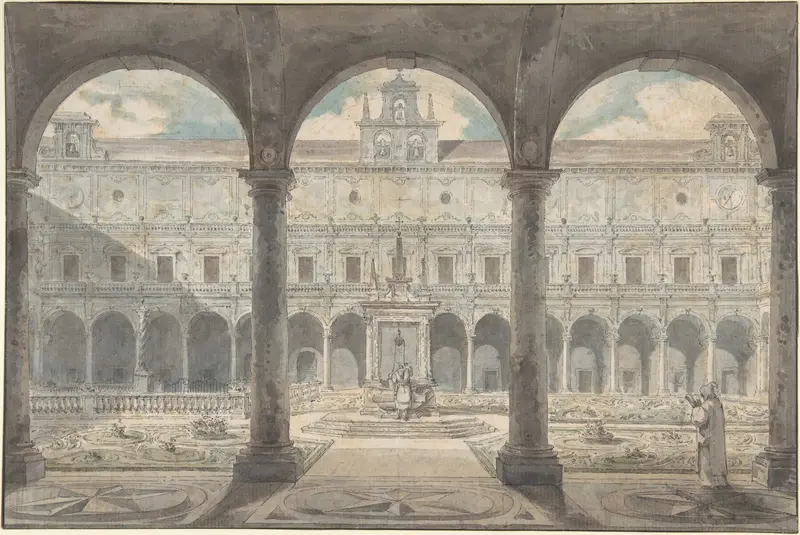 Cloister of the Certosa di San Martino, Naples Wall Art by Louis Jean Desprez - High-Resolution Digital Print