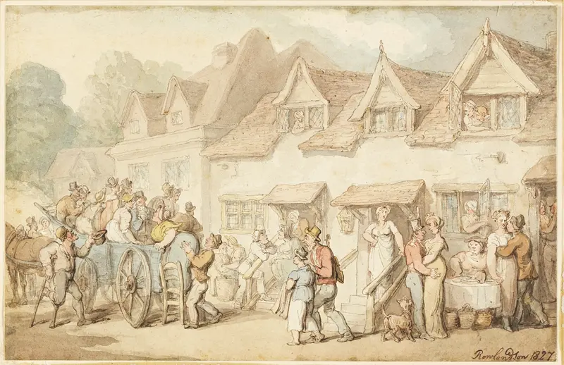 Coach Changing Horses Wall Art by Thomas Rowlandson - High-Resolution Digital Print