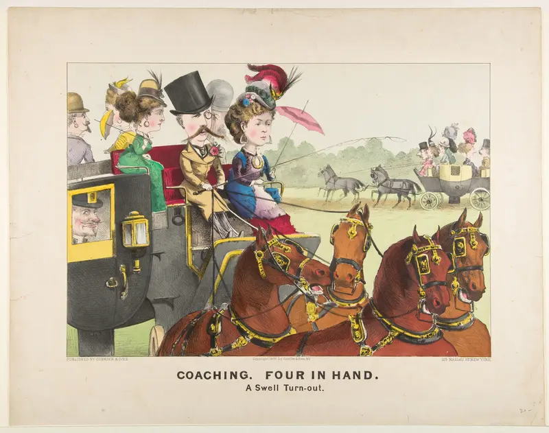 Coaching – Four in Hand – A Swell Turn-out Wall Art by Currier & Ives - High-Resolution Digital Print