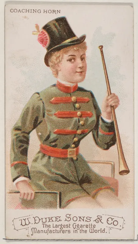 Coaching Horn, from the Musical Instruments series (N82) for Duke brand cigarettes Wall Art by W. Duke, Sons & Co. - High-Resolution Digital Print