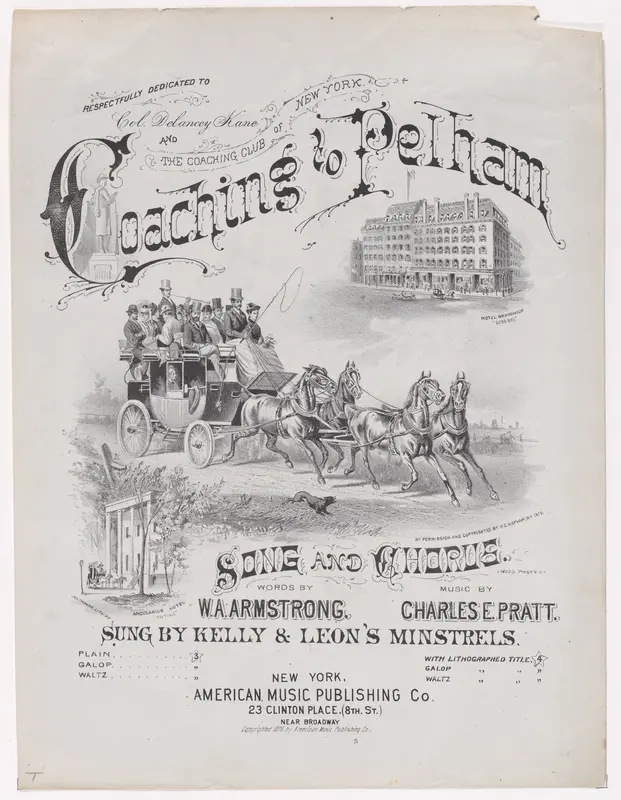 Coaching to Pelham (sheet music cover) Wall Art by American Music Publishing Company - High-Resolution Digital Print