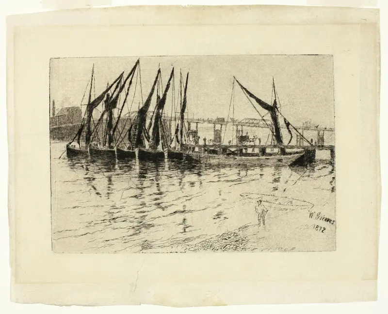 Coal Barges Unloading (recto); Sketch of a Building (verso) Wall Art by Walter Greaves - High-Resolution Digital Print