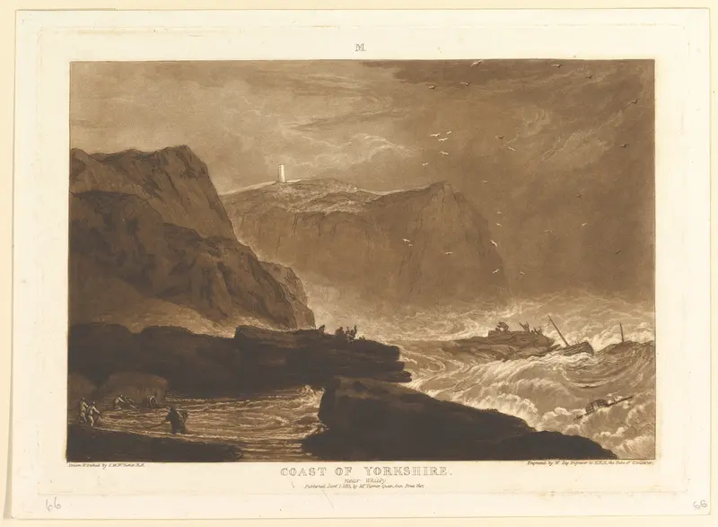 Coast of Yorkshire, Near Whitby (Liber Studiorum, part V, plate 24) Wall Art by Joseph Mallord William Turner - High-Resolution Digital Print