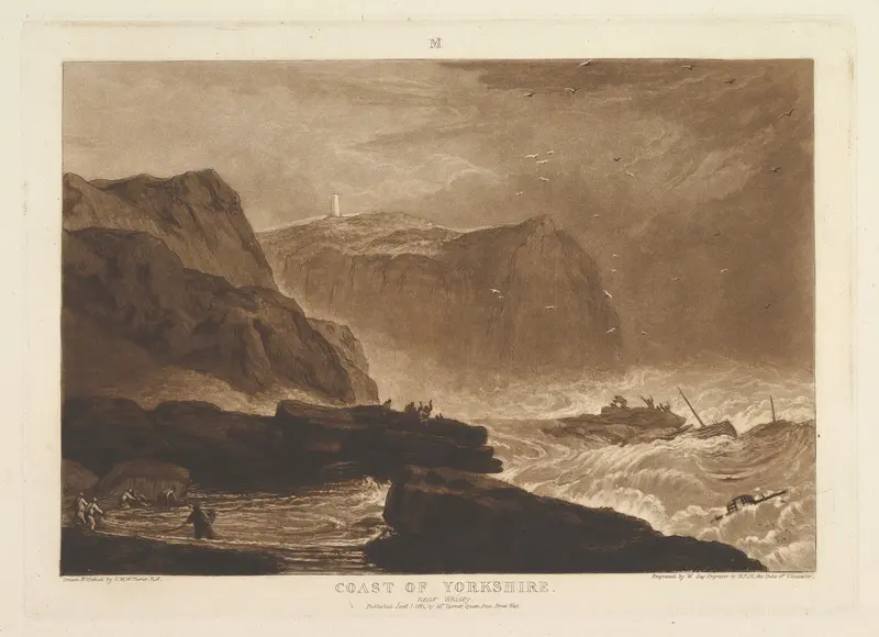Coast of Yorkshire, Near Whitby, part V, plate 24 from "Liber Studiorum" Wall Art by Joseph Mallord William Turner - High-Resolution Digital Print