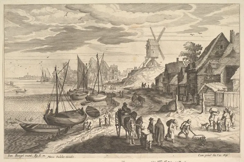Coast Scene with a Windmill Wall Art by Aegidius Sadeler II - High-Resolution Digital Print