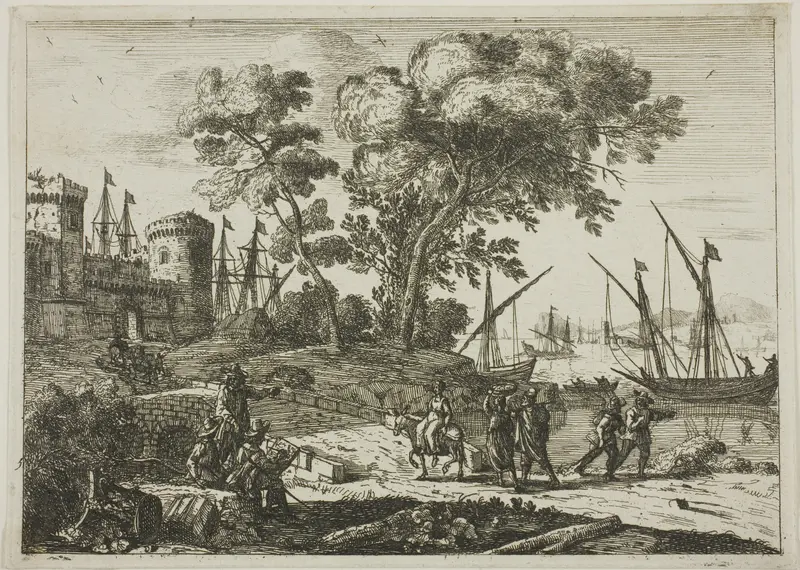 Coast Scene with an Artist Drawing Wall Art by Claude Lorrain - High-Resolution Digital Print
