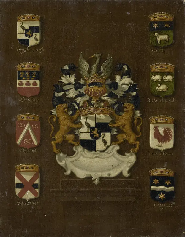 Coat of Arms of Jan van Reyersbergh with its eight quarterings Wall Art by anonymous - High-Resolution Digital Print