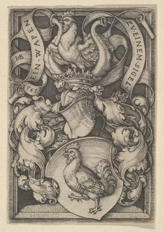 Coat of Arms with a Cock Wall Art by Sebald Beham - High-Resolution Digital Print