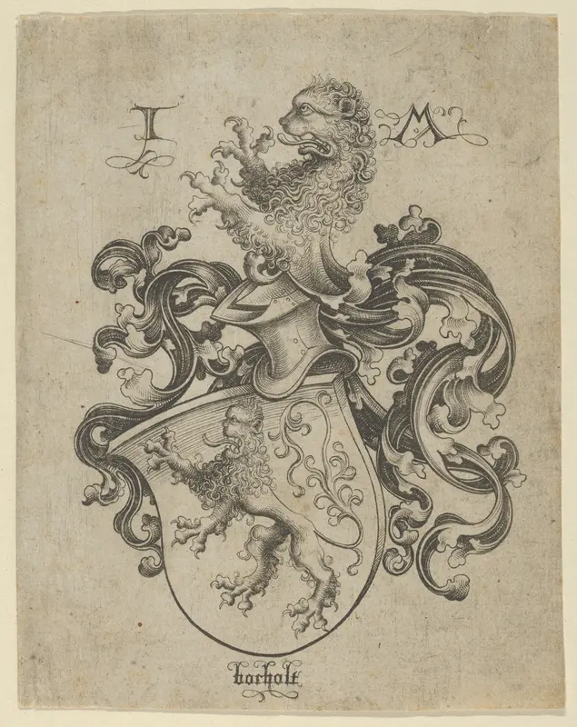 Coat of Arms with a Lion Wall Art by Israhel van Meckenem - High-Resolution Digital Print