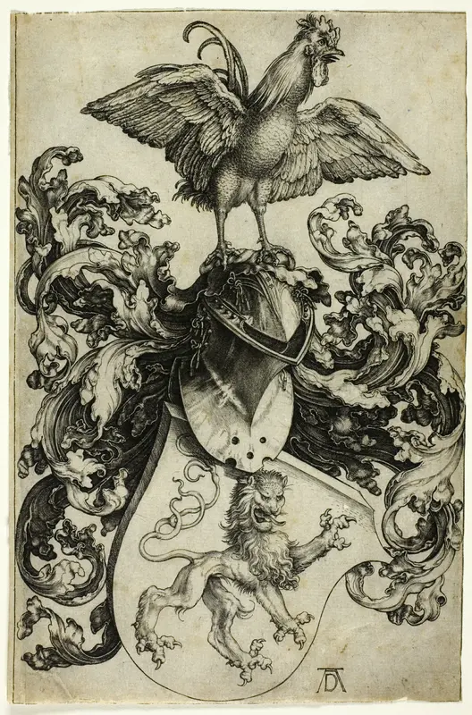 Coat of Arms with Lion and Rooster