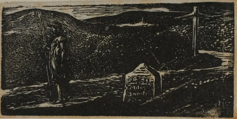 Colinet's Journey: Milestone Marked LXII Miles to London, from The Pastorals of Virgil Wall Art by William Blake - High-Resolution Digital Print
