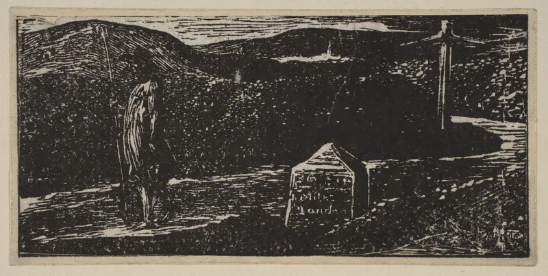 Colinet's Journey: Milestone Marked 'LXII Miles to London', from Thornton's "Pastorals of Virgil" Wall Art by William Blake - High-Resolution Digital Print