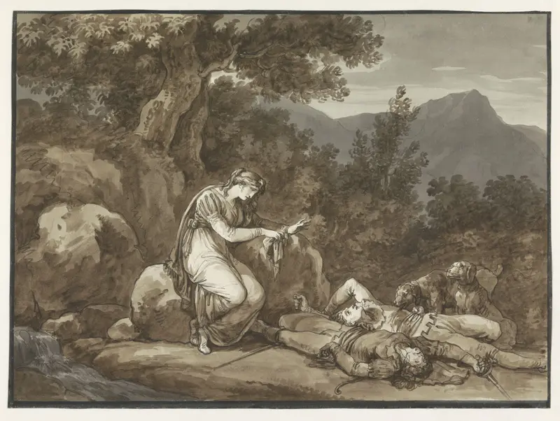 Colma beweent de dood van Salgar en haar broer Wall Art by Bartolomeo Pinelli - High-Resolution Digital Print