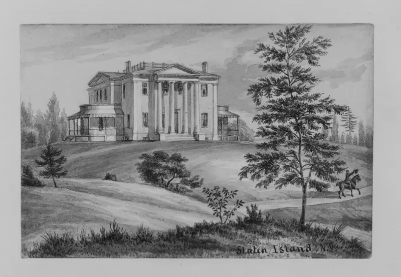 Colonial Mansion on Staten Island, New York Wall Art by Augustus Kollner - High-Resolution Digital Print