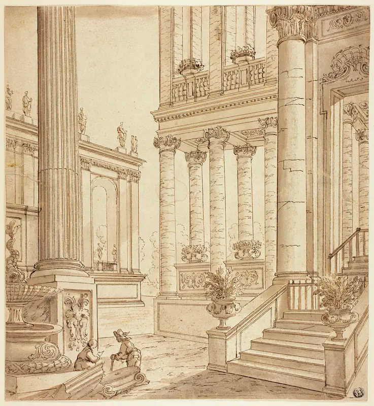 Colonnade Portico Wall Art by Italian School - High-Resolution Digital Print