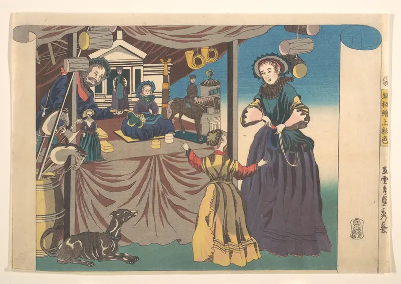 Color Print of a Copperplate Picture of a Toy Shop by Utagawa (Gountei) Sadahide - High-Resolution Digital Print