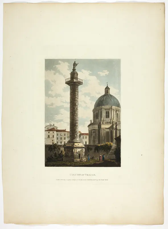 Column of Trajan, plate twenty-one from Ruins of Rome Wall Art by M. Dubourg - High-Resolution Digital Print