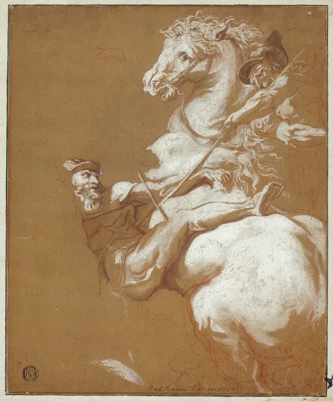 Combat Between Horseman and Footsoldier Wall Art by Balthasar Permoser - High-Resolution Digital Print